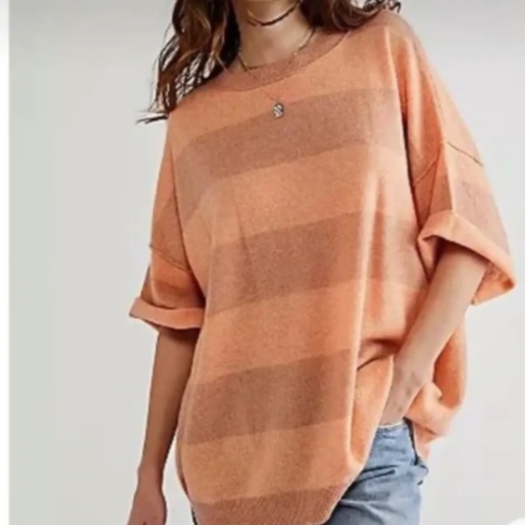 Free People Sweaters - NEW Free People Striped Harlow 100% Cashmere Oversized Sweater size Small